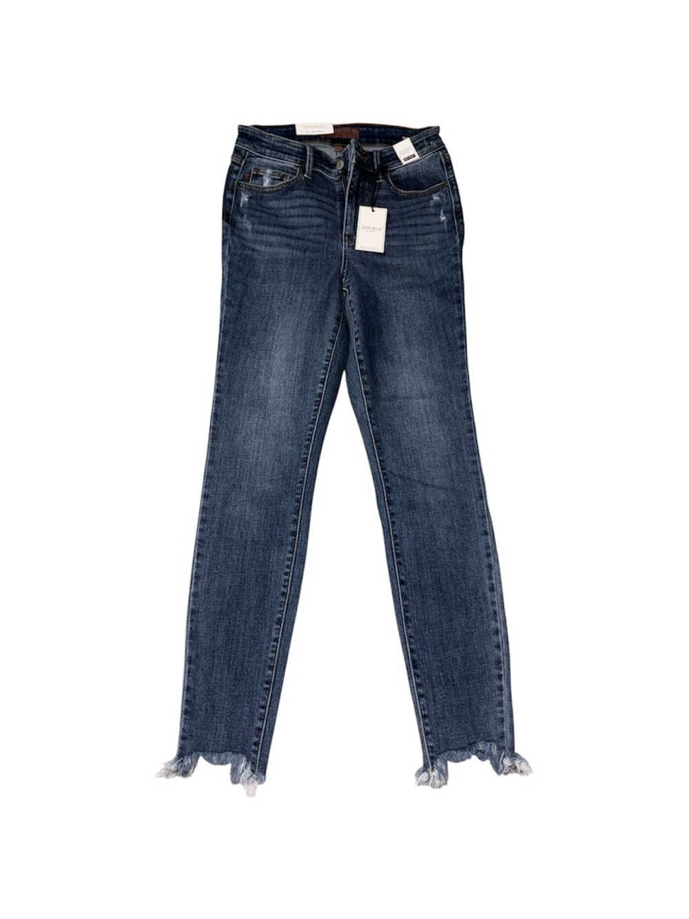 Judy Blue Dark Wash Skinny Jeans with Frayed Hem